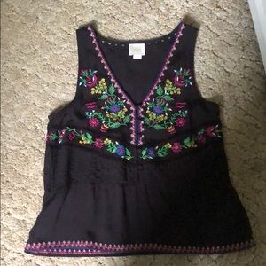 black flower design tank top